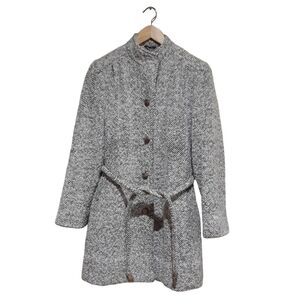 Niccolini Vintage Womans Mohair Wool Overcoat Brown Cream Size Large